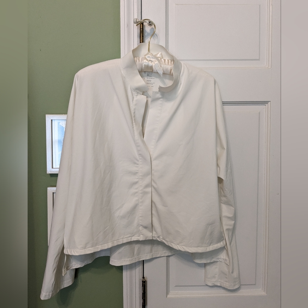 ADAY White Snap-Front Shirt, Cropped, Size XL